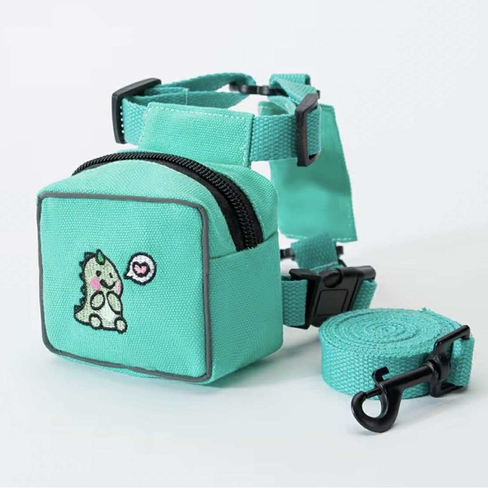 Kids Dinosaur Print Teal Harness Backpack